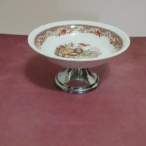 Vintage Royal Tudor Ware/Barker Bros. Ltd Fruit & Floral Small Pedestal Dish